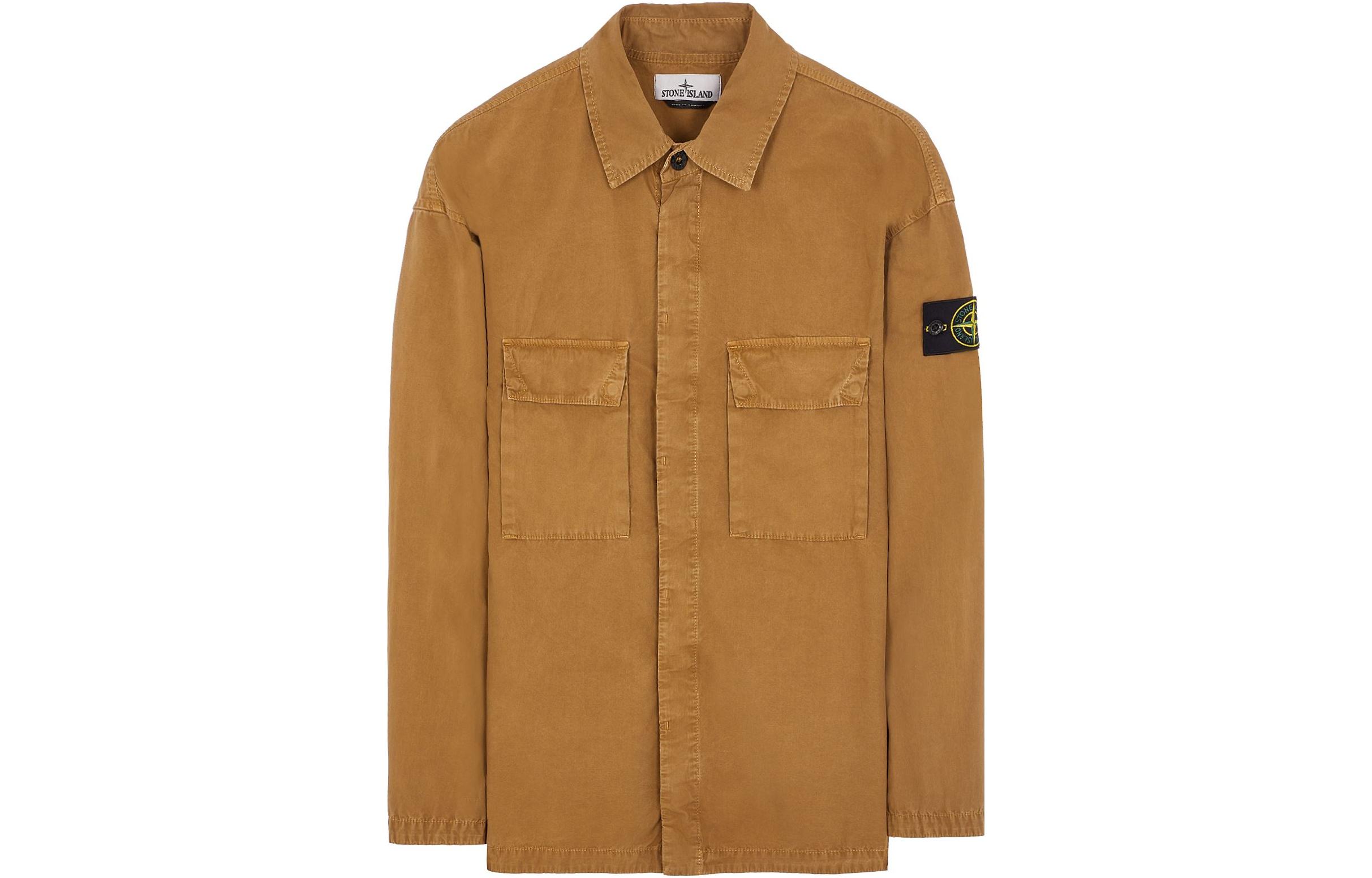 Stone Island SS23 Brown Single-Breasted Jacket with Dual Pockets Men 7815115WN-V0198