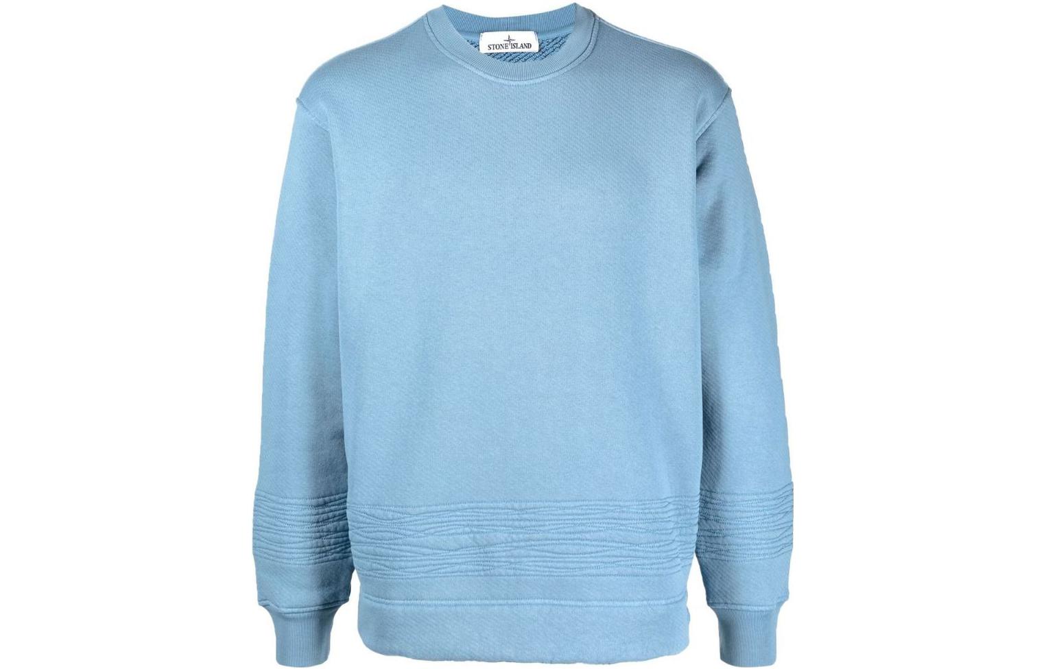 Stone Island SS23 Compass Logo Embroidered Crewneck Sweatshirt Blue 771560848-V0146