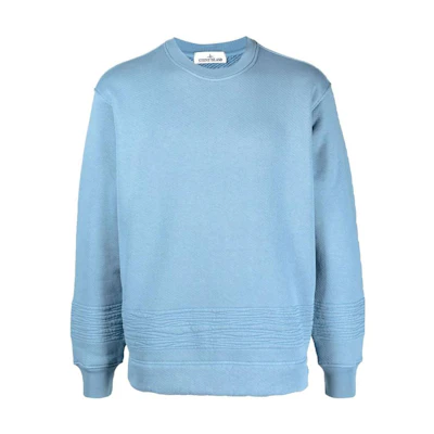 Stone Island SS23 Compass Logo Embroidered Crewneck Sweatshirt Blue 771560848-V0146