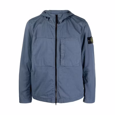 Stone Island SS23 Compass Logo Lightweight Hoodie Jacket Men’s Grey Blue 781543310-V0024