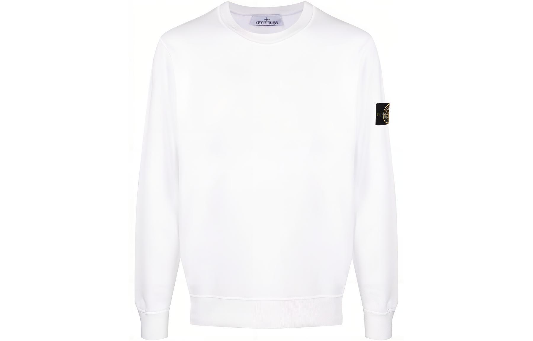 Stone Island SS23 Compass Patch Crewneck Long Sleeve Sweatshirt White 101563051-A0001