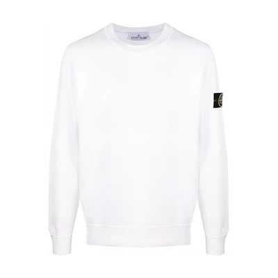 Stone Island SS23 Compass Patch Crewneck Long Sleeve Sweatshirt White 101563051-A0001