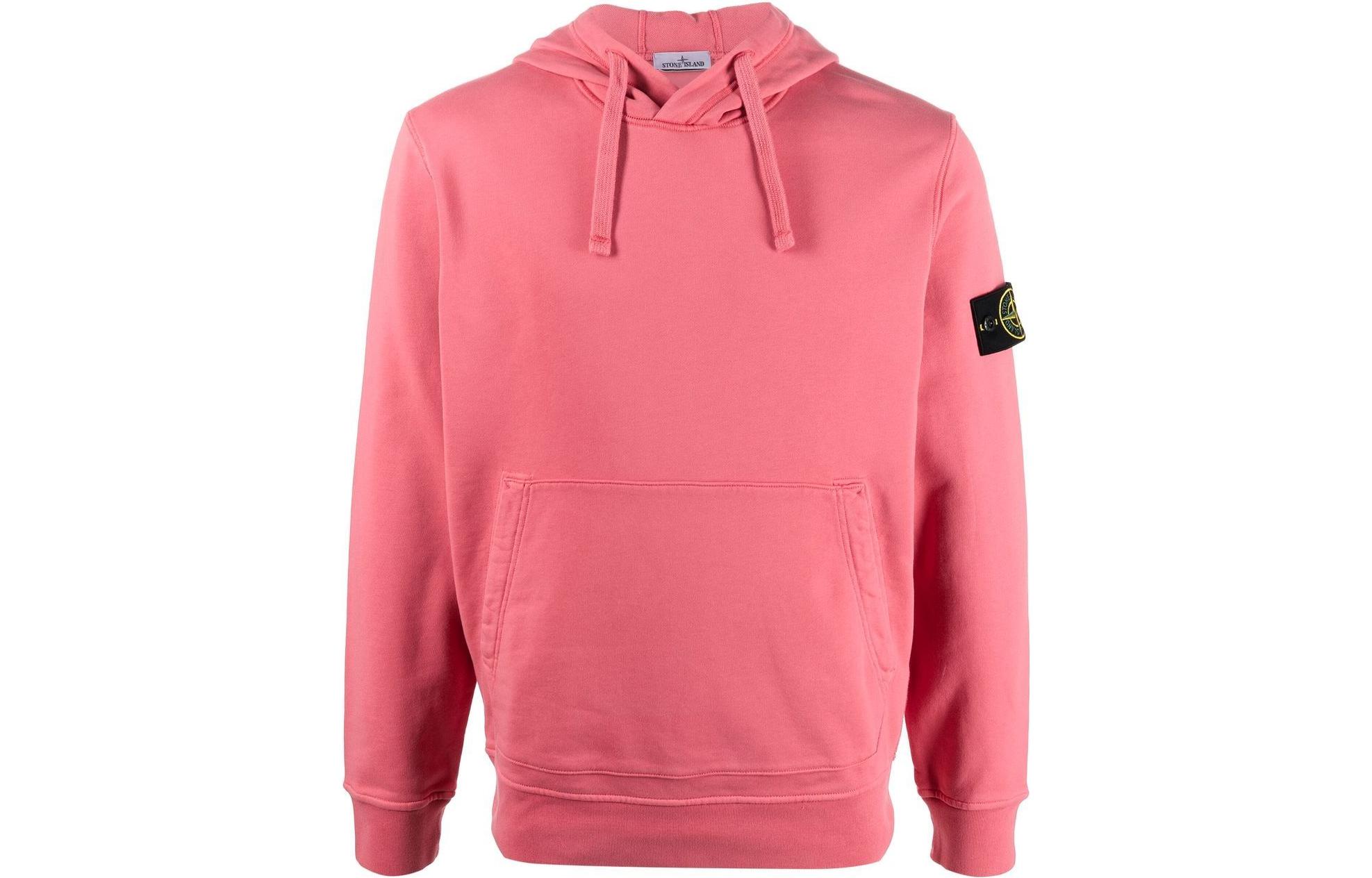 Stone Island SS23 Coral Pink Pullover Hoodie with Logo Patch and Drawstring 101564151-V0087 圖 2