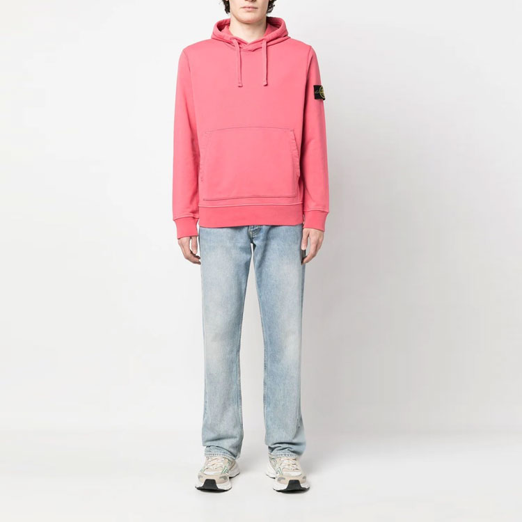 Stone Island SS23 Coral Pink Pullover Hoodie with Logo Patch and Drawstring 101564151-V0087 圖 3