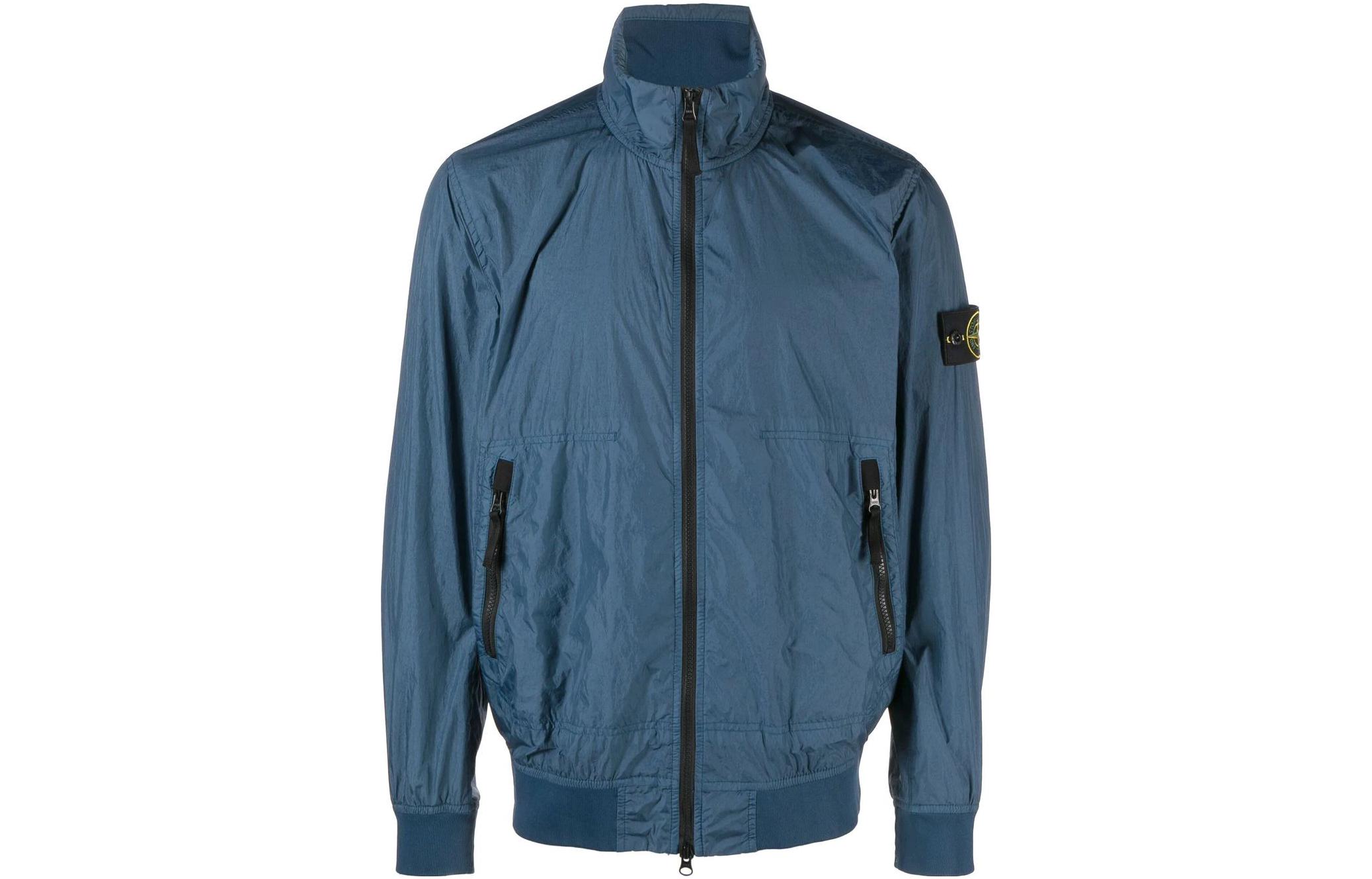 Stone Island SS23 Deep Blue Zip-Up Jacket with Badge Patch 781542822-V0024