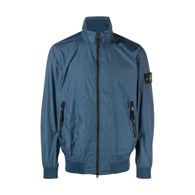 Stone Island SS23 Deep Blue Zip-Up Jacket with Badge Patch 781542822-V0024