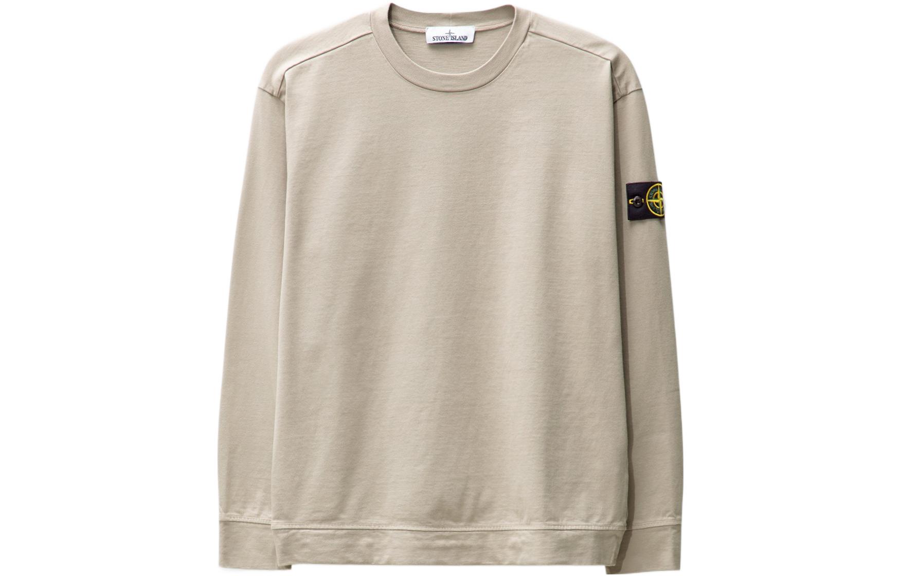 Stone Island SS23 Dove Grey Crewneck Sweatshirt with Logo Patch for Men 101563750-V0092