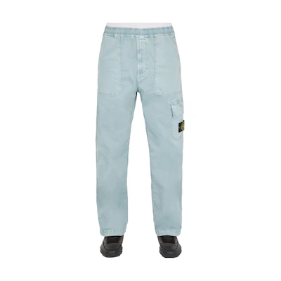 STONE ISLAND SS23 Elastic Waist Washed Casual Cargo Pants Unisex Light Blue 781532304-V0141