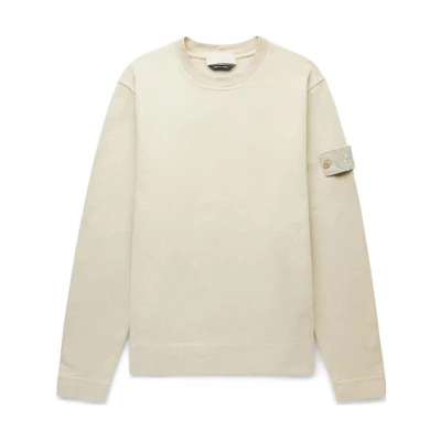 STONE ISLAND SS23 Ghost Pieces Khaki Crewneck Badge Fleece Sweatshirt 7815611F3-V0090