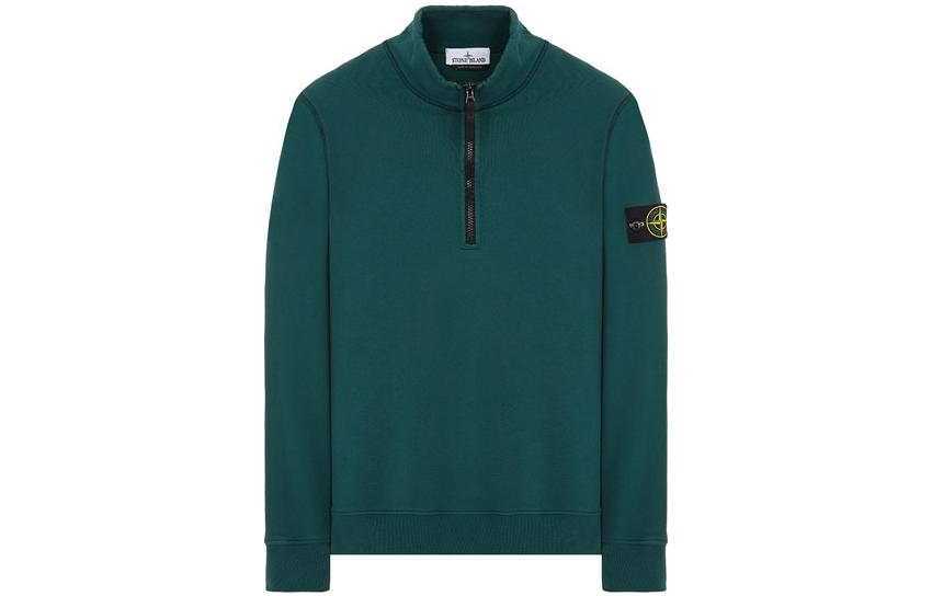 Stone Island SS23 Green Half-Zip Long Sleeve Sweatshirt 101561951-V0053