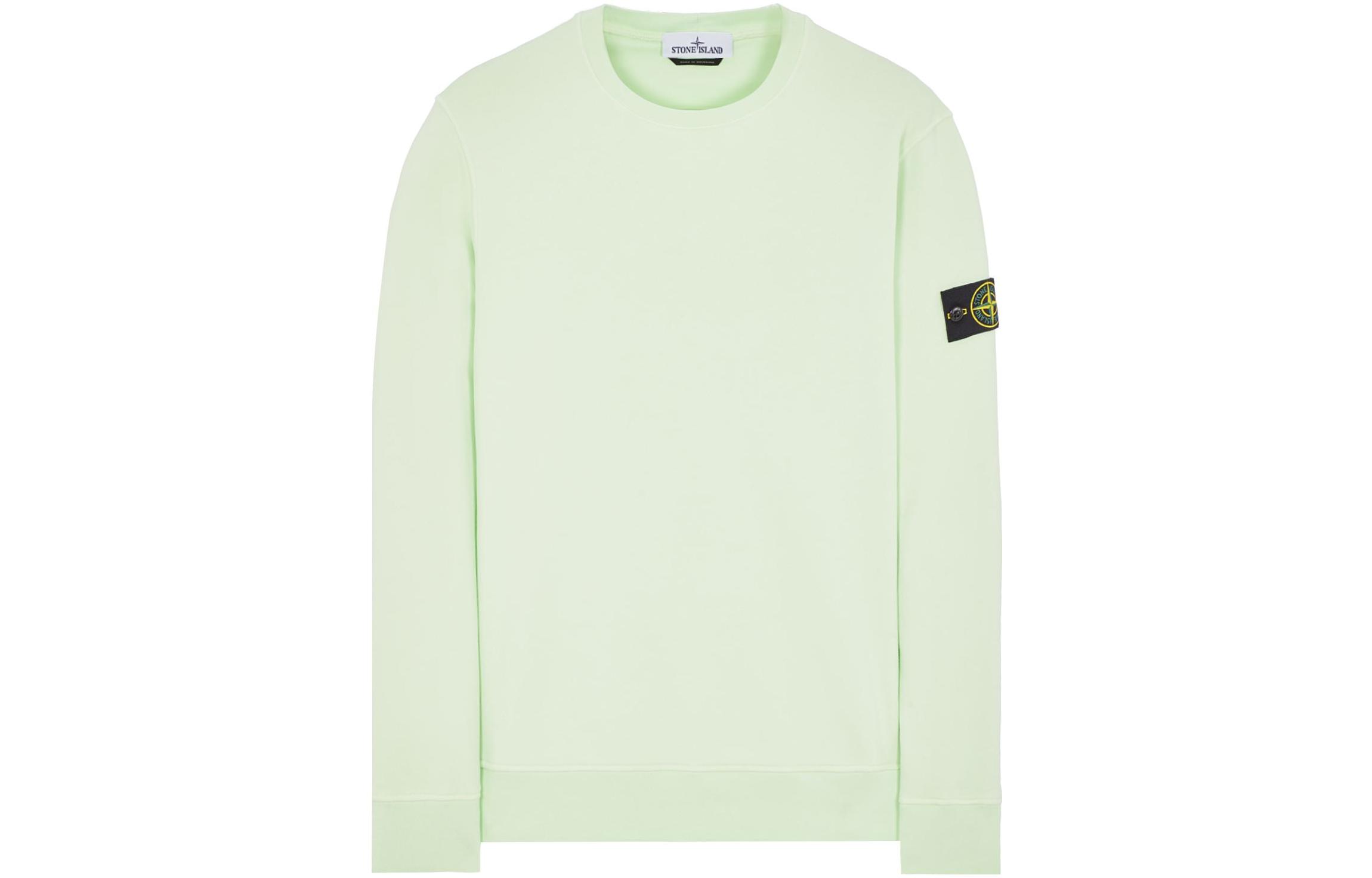 Stone Island SS23 Green Logo Patch Crewneck Long Sleeve Sweatshirt 771563051-V0052
