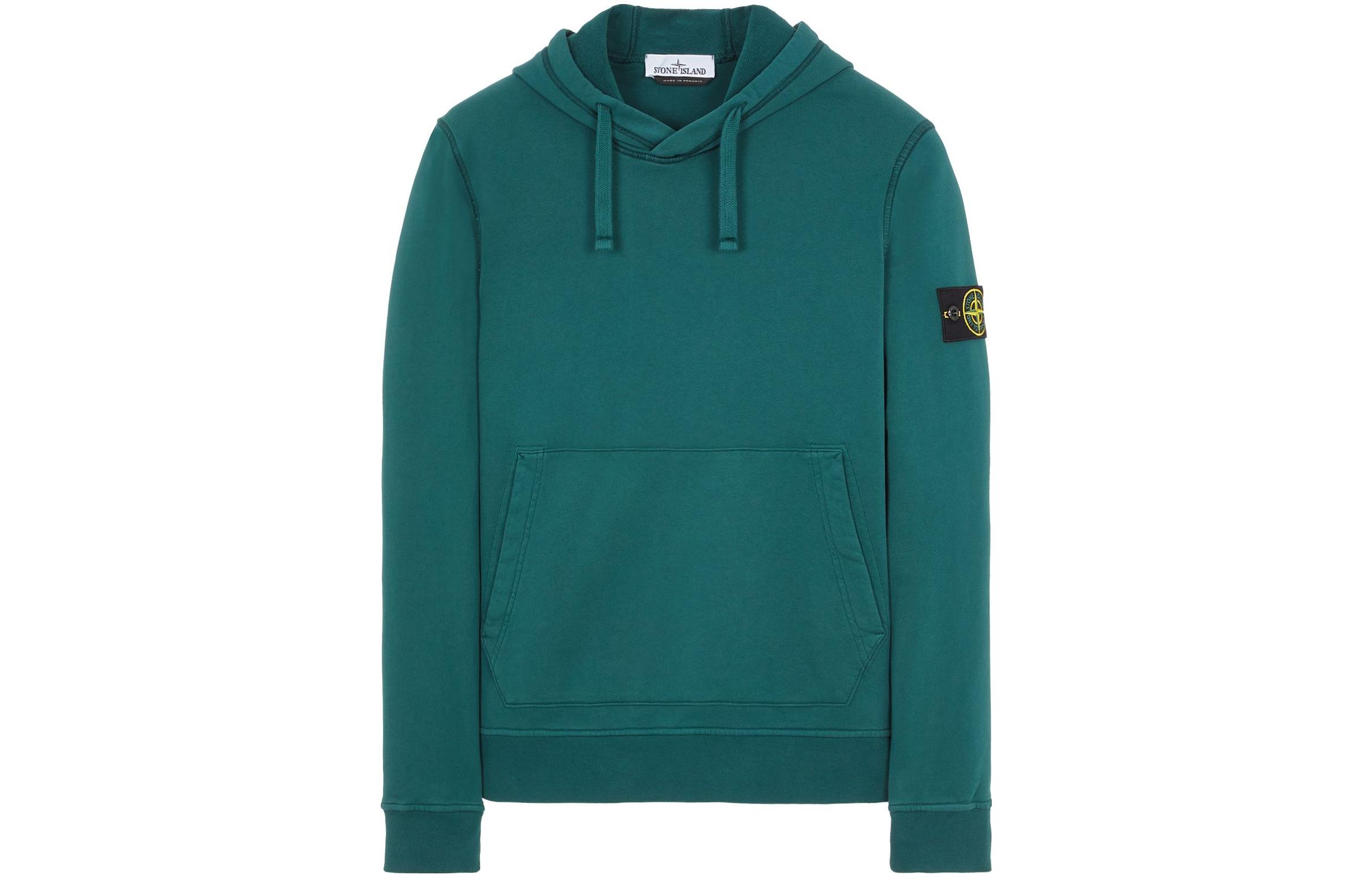 Stone Island SS23 Green Logo Patch Pullover Hoodie Long Sleeve 101564151-V0053