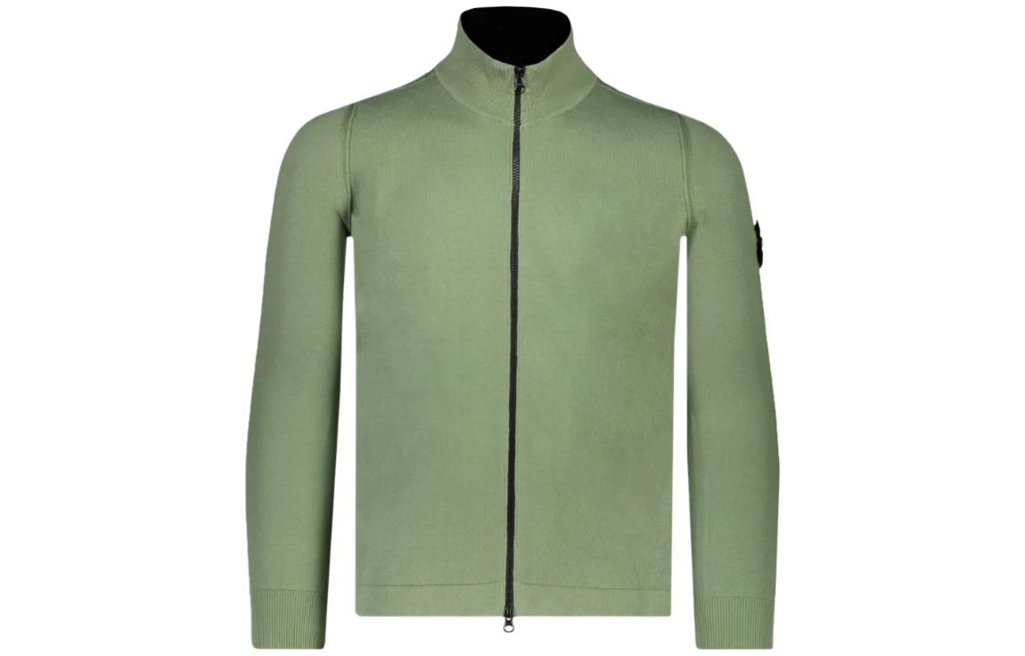 Stone Island SS23 Green Logo Zip-Up Jacket for Men 7815542B2-V0055