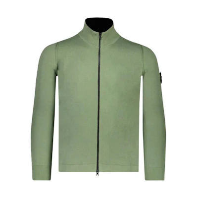 Stone Island SS23 Green Logo Zip-Up Jacket for Men 7815542B2-V0055