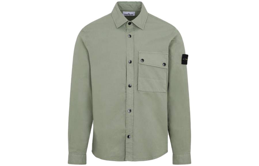 Stone Island SS23 Green Single-Breasted Pocket Long-Sleeve Jacket for Men 781511610-V0055