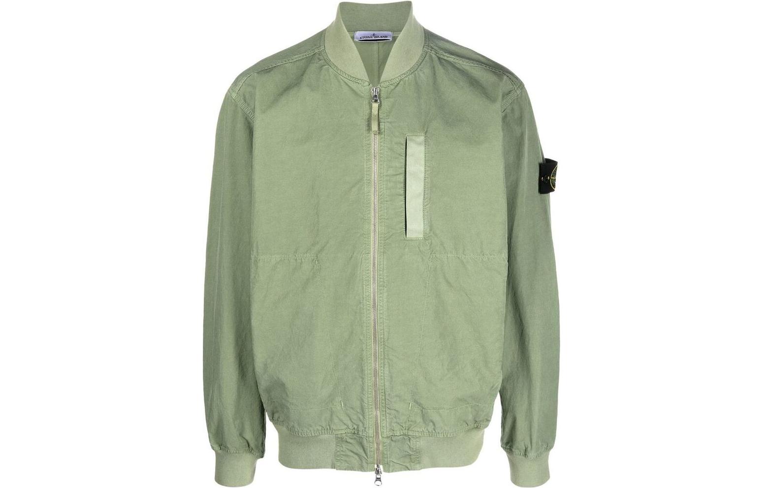 Stone Island SS23 Green Solid Logo Zip-Up Jacket 781542629-V0055