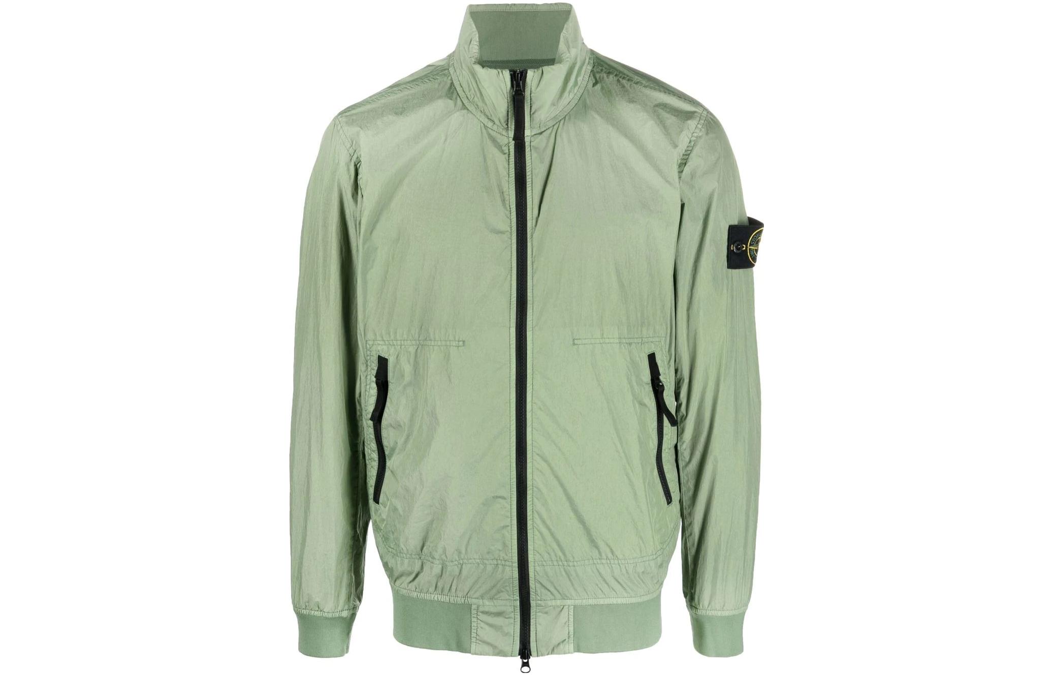 Stone Island SS23 Green Zip-Up Jacket with Logo Patch for Men 781542822-V0055