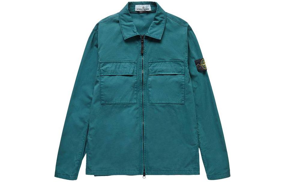 Stone Island SS23 Green Zip-Up Long Sleeve Jacket for Men 781510210-V0053