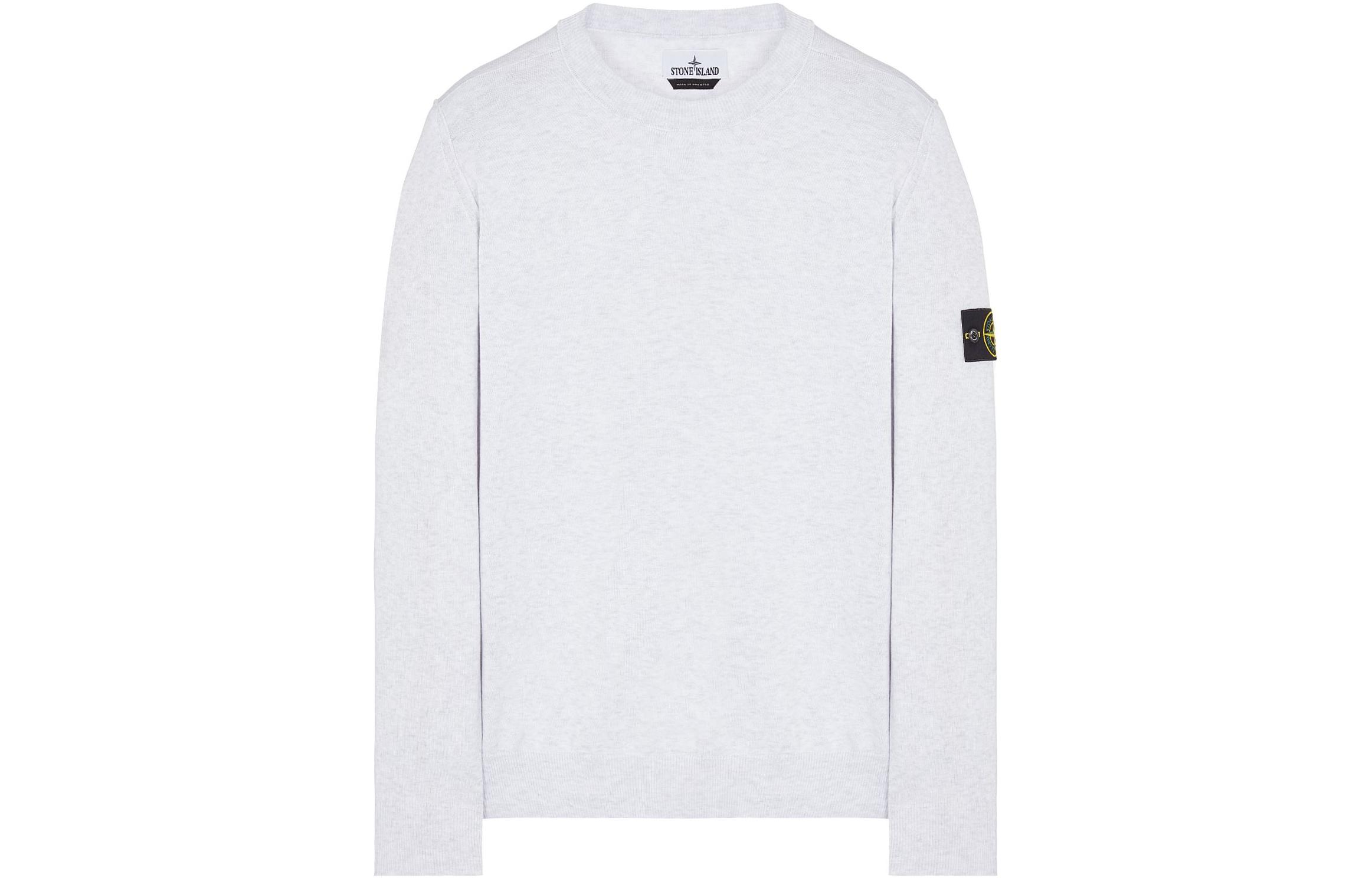 Stone Island SS23 Grey Badge Knit Pullover Sweatshirt Mens 1015540B2-V0M64