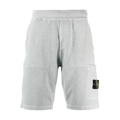 Stone Island SS23 Grey Compass Patch Elastic Waist Shorts Men 781564060-V0141