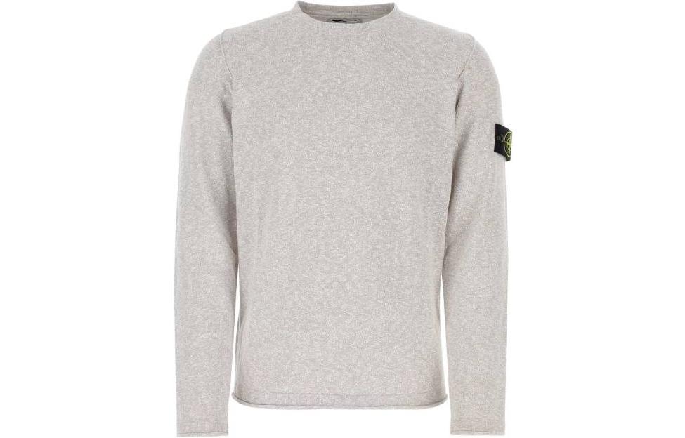 Stone Island SS23 Grey White Logo Crewneck Long Sleeve Sweatshirt 1015502B0-V1092