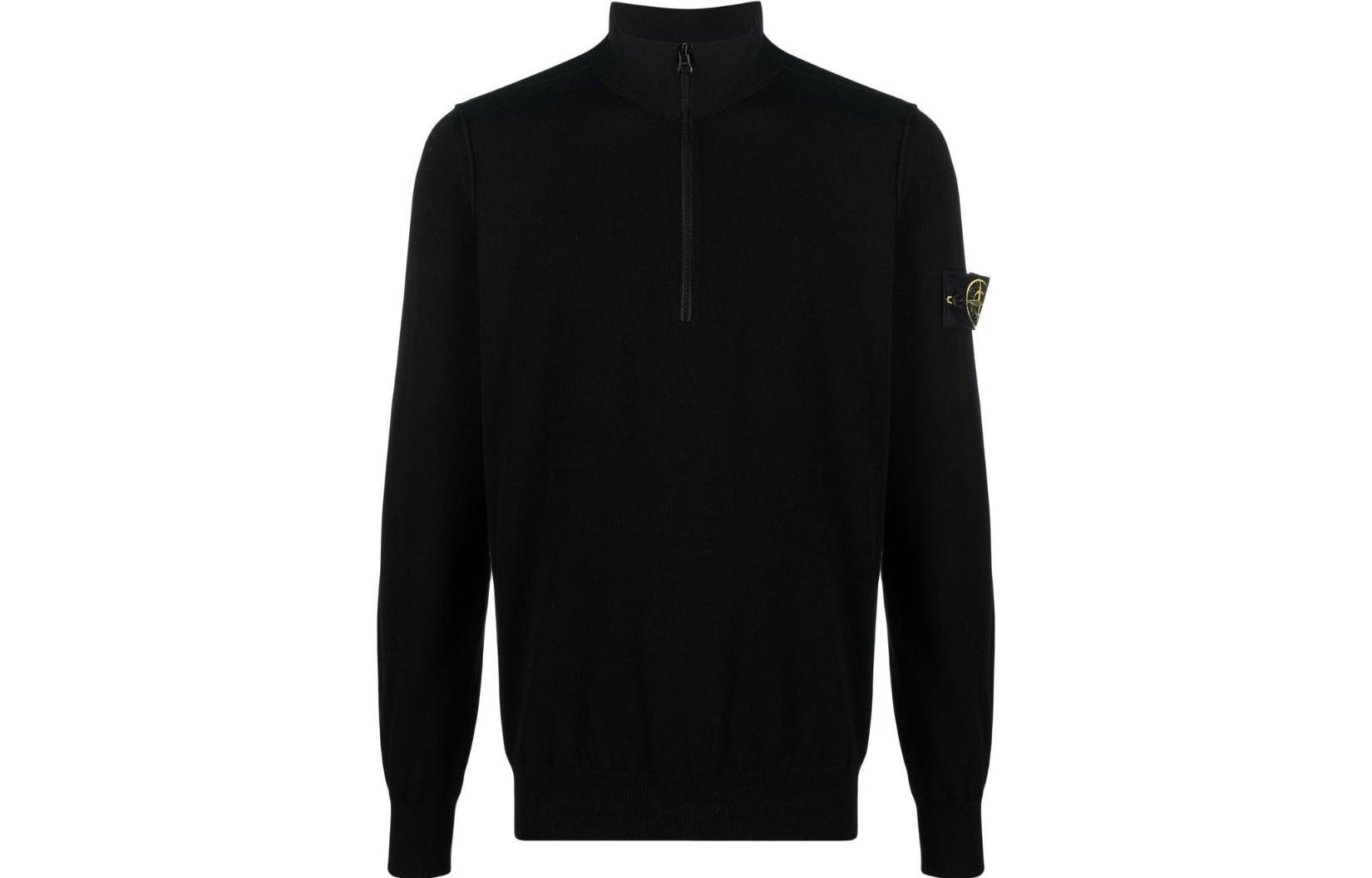 Stone Island SS23 Half-Zip Pullover Sweatshirt Black Long Sleeve 7815543B2-V0029