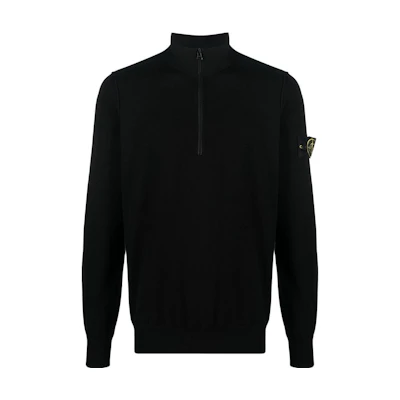 Stone Island SS23 Half-Zip Pullover Sweatshirt Black Long Sleeve 7815543B2-V0029