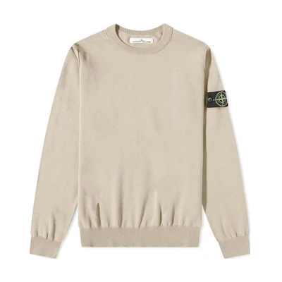 Stone Island SS23 Khaki Pullover Knit Sweatshirt with Logo Badge Men 1015540B2-V0092