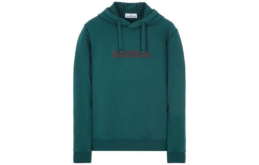 Stone Island SS23 Letter Logo Print Drawstring Hoodie Bottle Green 771565585-V0058