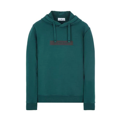 Stone Island SS23 Letter Logo Print Drawstring Hoodie Bottle Green 771565585-V0058