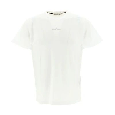 STONE ISLAND SS23 Letter Print Crew Neck Short Sleeve White T-Shirt Mens 78152NS94-V0001