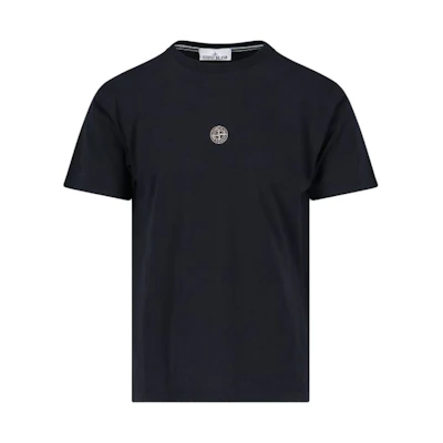 Stone Island SS23 Letter Print Crewneck Short Sleeve T-Shirt Black Mens. 78152NS86-V0029