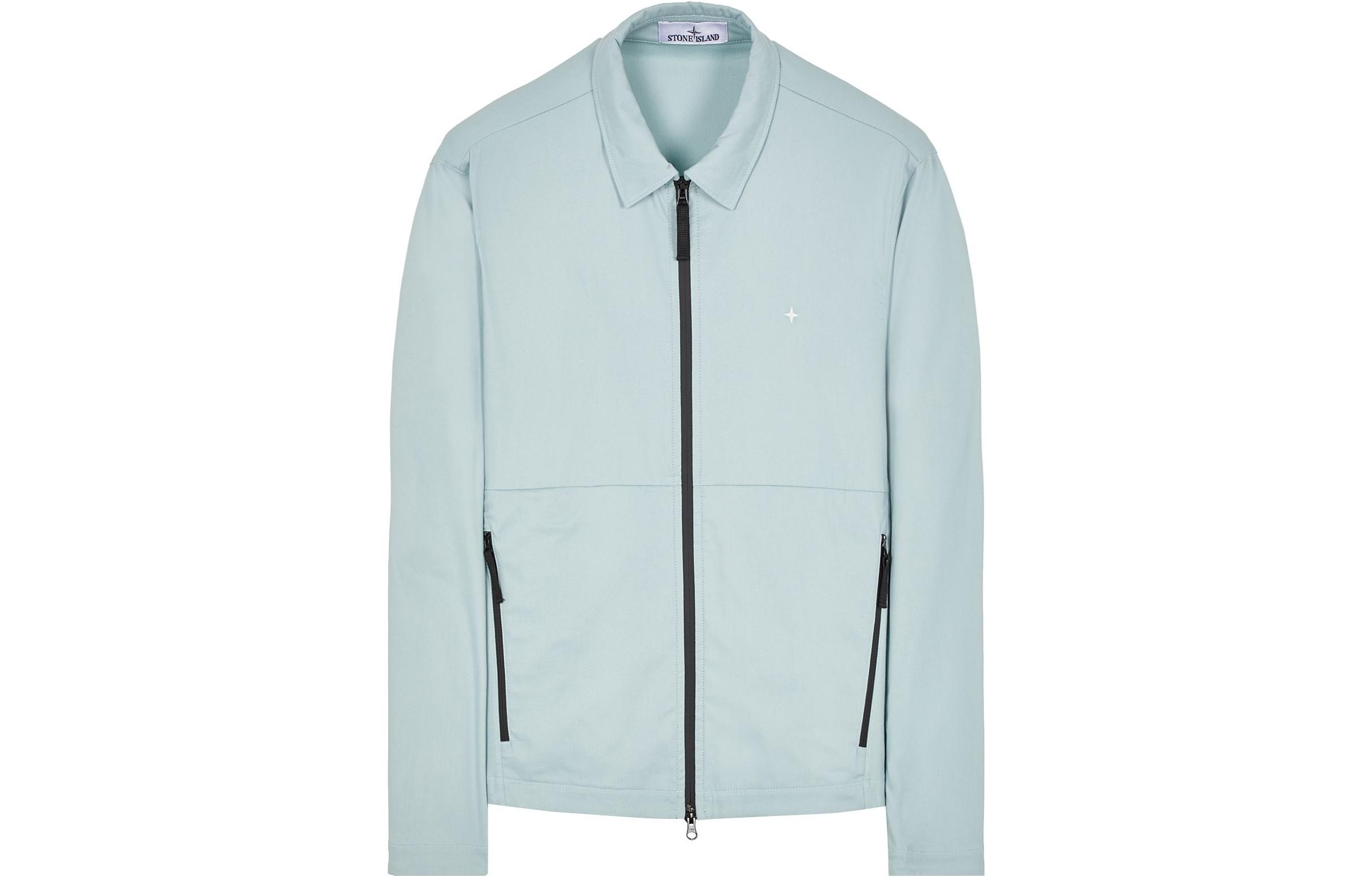 Stone Island SS23 Light Blue Nylon Zip Collar Jacket for Men 7815121G4-V0041