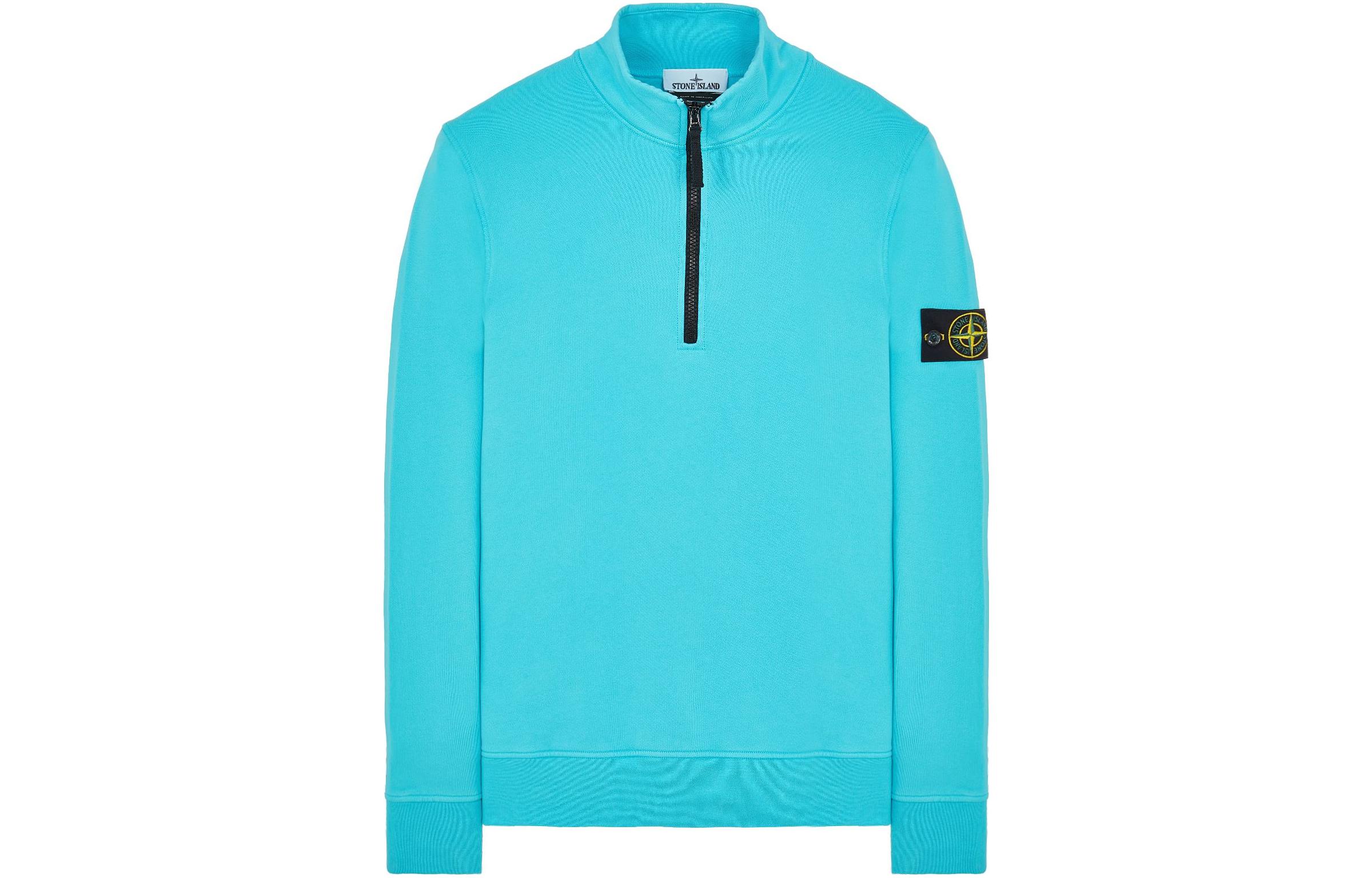 Stone Island SS23 Light Blue Pullover Half-Zip Sweatshirt 101561951-V0042