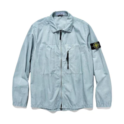 STONE ISLAND SS23 Light Blue Washed Nylon Meta Zip-Up Jacket Unisex. 7815106WN-V0141