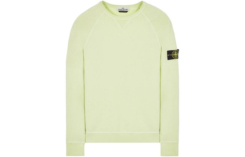 Stone Island SS23 Light Green Crewneck Sweatshirt with Logo Patch 771566360-V0052