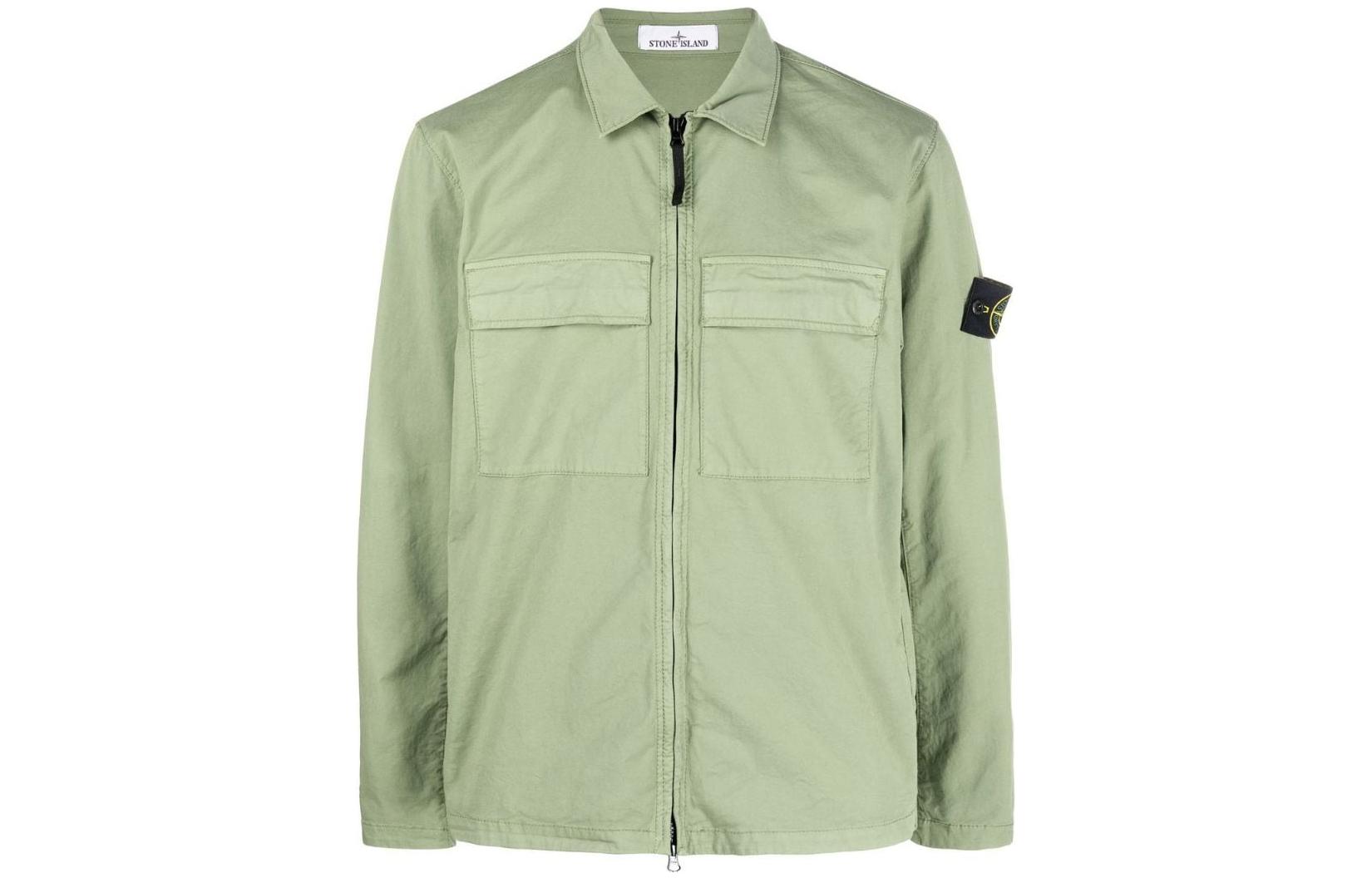 Stone Island SS23 Light Green Pocket Long-Sleeve Shirt Jacket 781510210-V0055