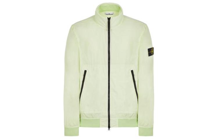Stone Island SS23 Light Green Zip-Up Jacket with Logo Badge for Men 781542822-V0052