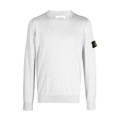 Stone Island SS23 Light Grey Badge Knit Pullover Sweatshirt 1015540B2-V0M67