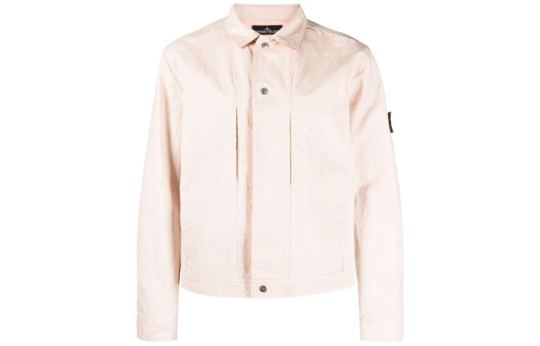 Order Stone Island SS23 Jaket Butang Longgar Kasual Merah Jambu Muda 781940314-V0080