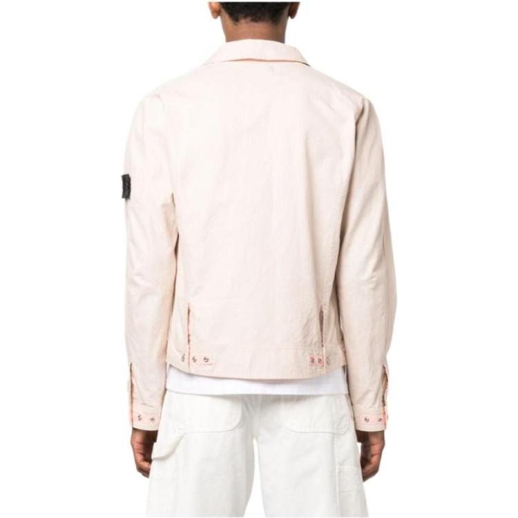 Shop Stone Island SS23 Jaket Butang Longgar Kasual Merah Jambu Muda 781940314-V0080