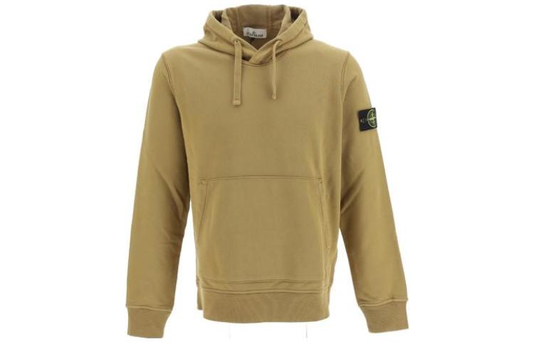 STONE ISLAND SS23 Logo Drawstring Pullover Hoodie Menswear – Mustard Yellow. 101564151-V0098