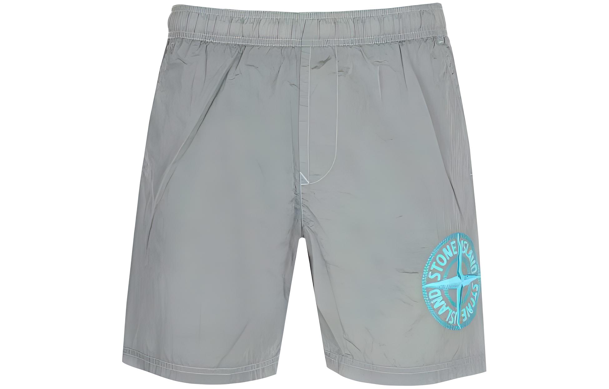 STONE ISLAND SS23 Logo Embroidered Casual Shorts Men’s Grey. 7815B0948-V0041