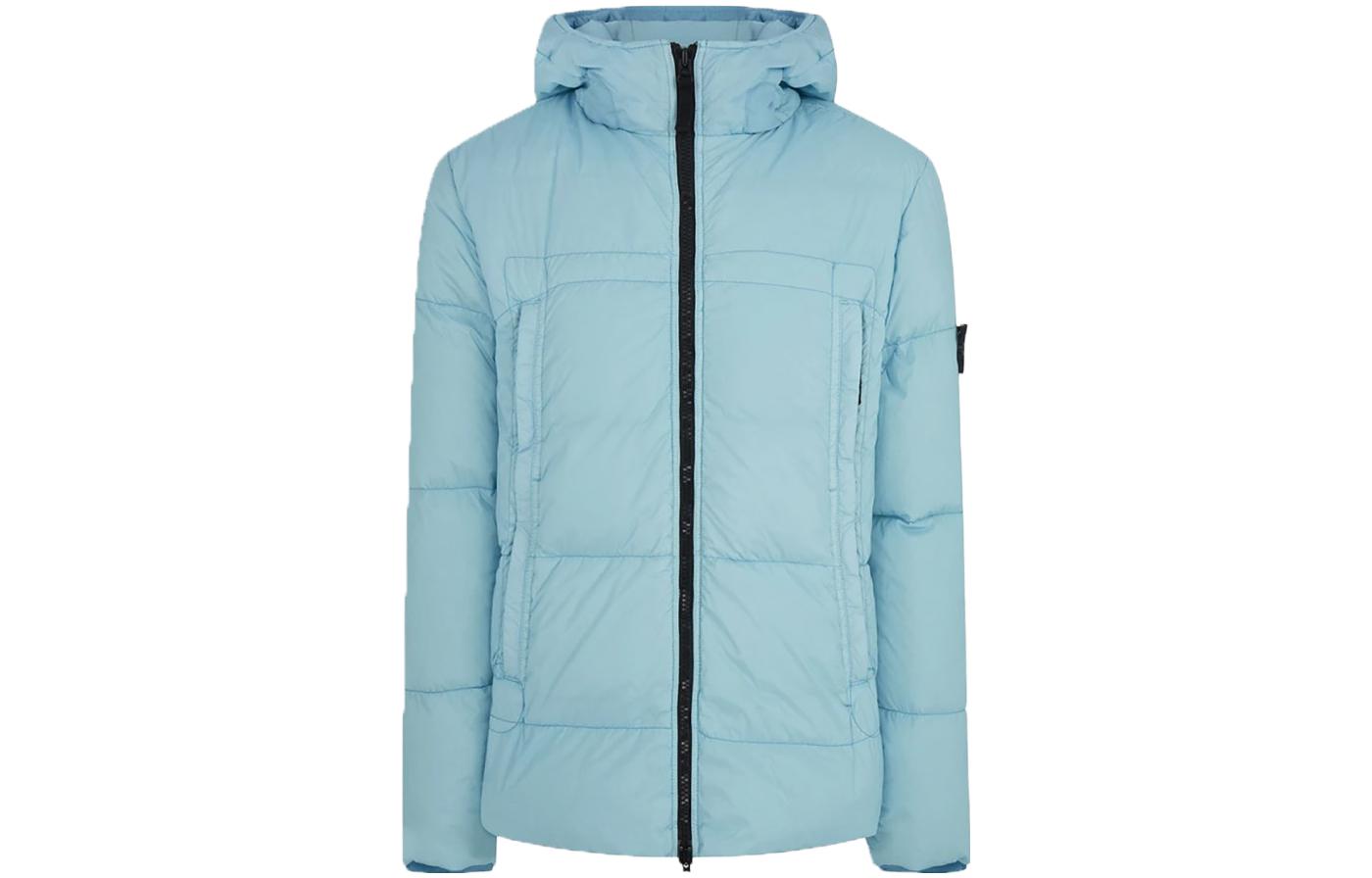 Stone Island SS23 Logo Fleece Hoodie Jacket Men’s Light Blue 731540723-V0044