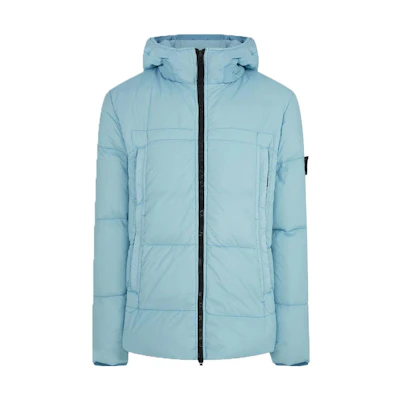 Stone Island SS23 Logo Fleece Hoodie Jacket Men’s Light Blue 731540723-V0044