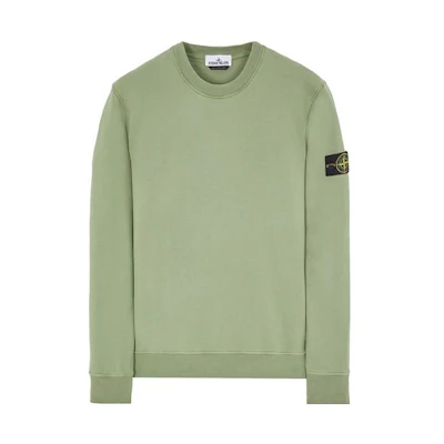 Stone Island SS23 Logo Patch Crewneck Long Sleeve Sweatshirt Sage Green Mens 771563051-V0055