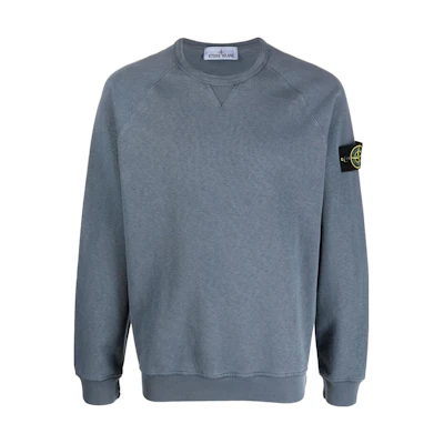 STONE ISLAND SS23 Logo Patch Crewneck Pullover Sweatshirt Blue Grey Men 781566360-V0124