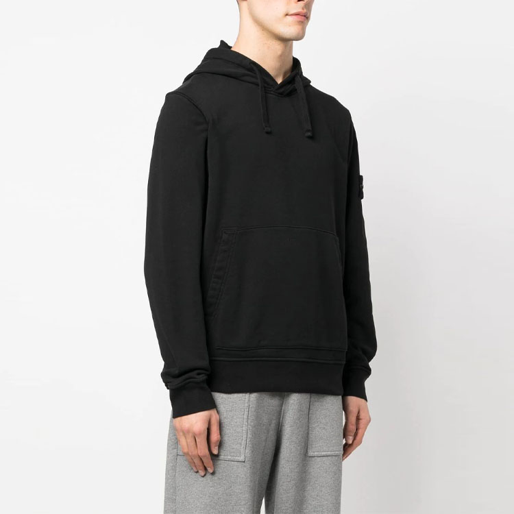Purchase STONE ISLAND SS23 連帽抽繩黑色男士Logo貼布套頭帽T. 101564151-A0029