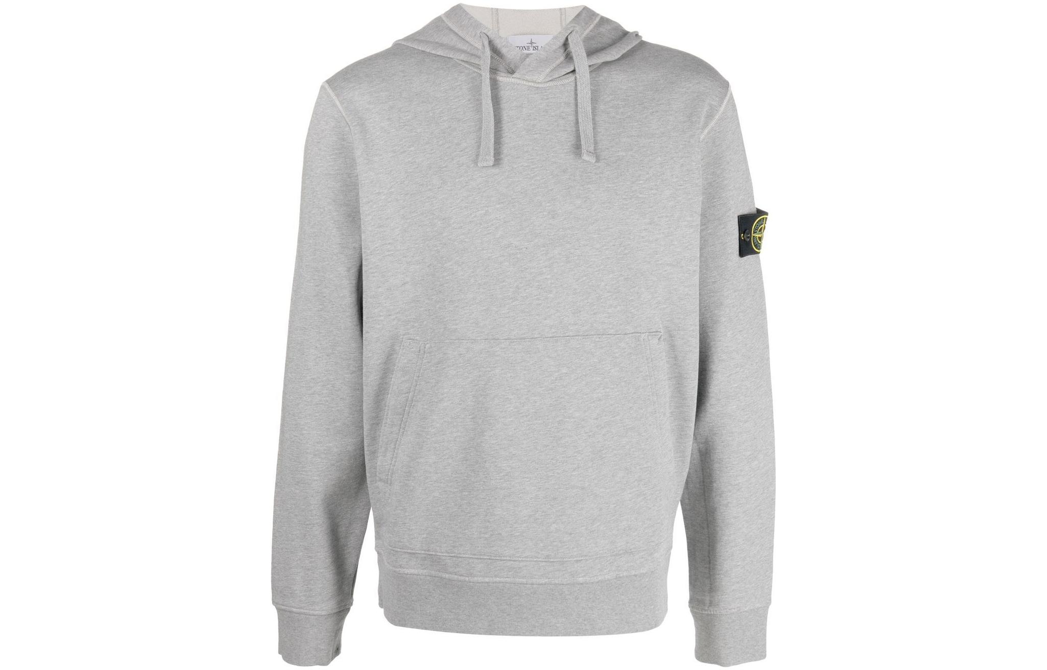 Stone Island SS23 Logo Patch Drawstring Hoodie Grey Long Sleeve 101564151-A0M64