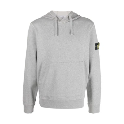 Stone Island SS23 Logo Patch Drawstring Hoodie Grey Long Sleeve 101564151-A0M64